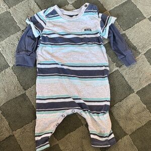 Volcom Blue and Gray Striped Kids Footie